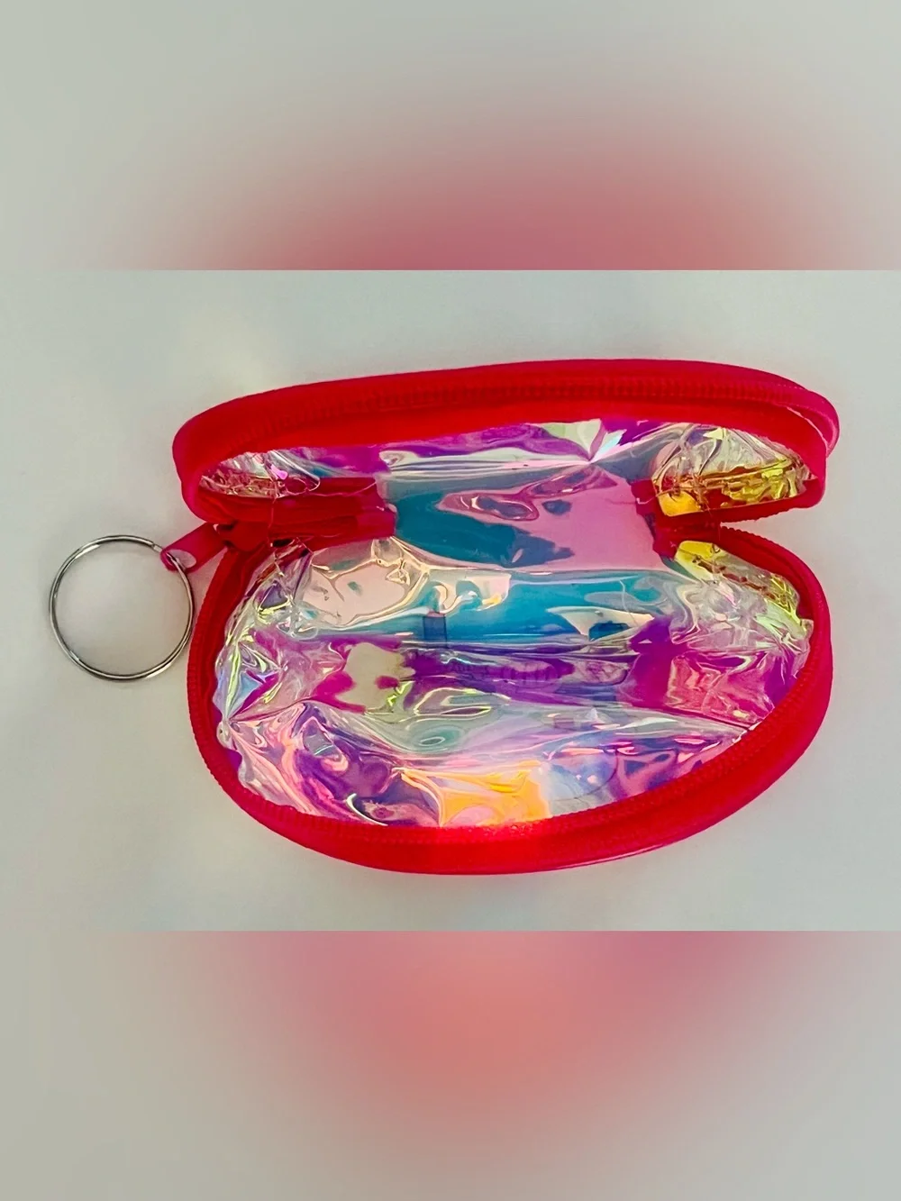 Snoopy Holographic Coin Pouch with Keyring - Dark Pink